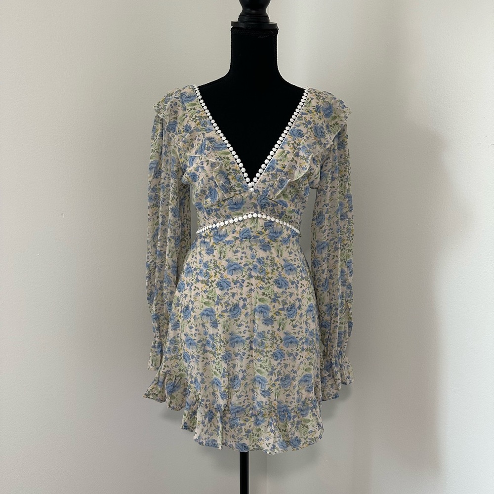 NWT Blue Floral Backless Dress